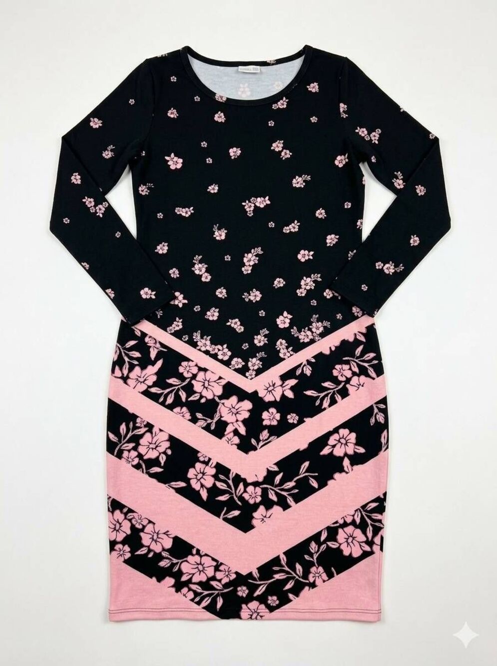 🔹️NWT LuLaRoe Black & Pink "Debbie" Fitted Long Sleeve Dress Small
